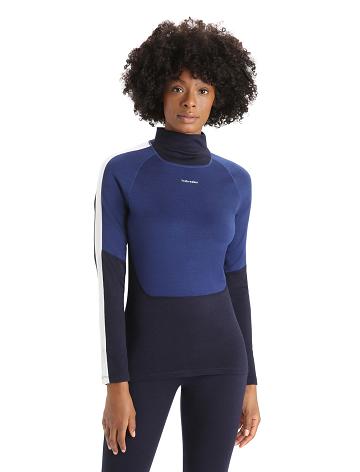 Base Layers Icebreaker Merino 200 Sonebula Long Sleeve High Neck Thermal Top Femme Bleu Marine Bleu Royal Bleu Marine | FR 1857ILHS